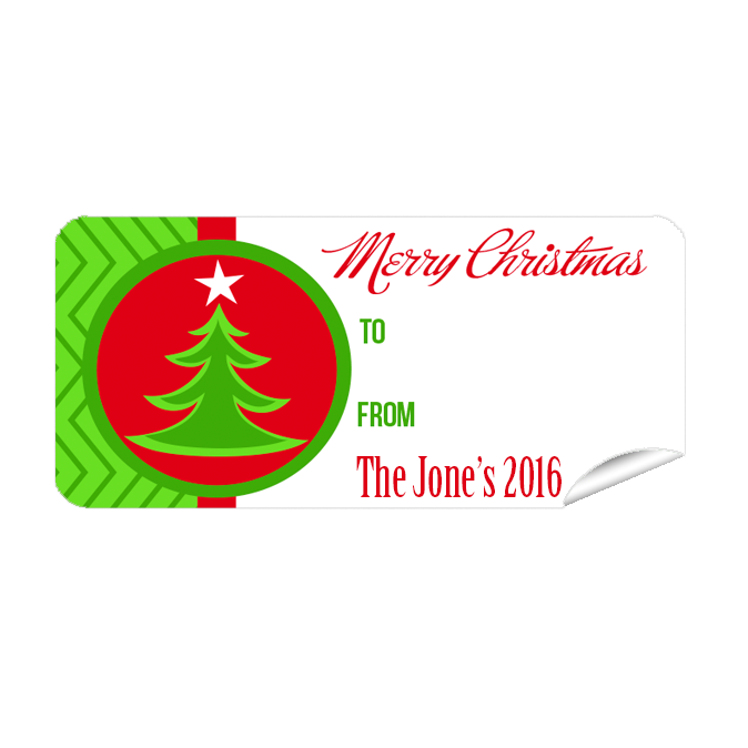 Green Tree 27pk Labels Christmas