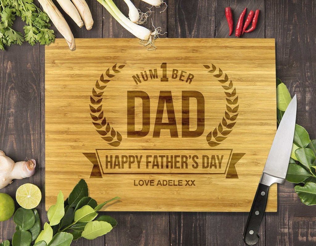 Number 1 Dad Bamboo Cutting Board 12x16"