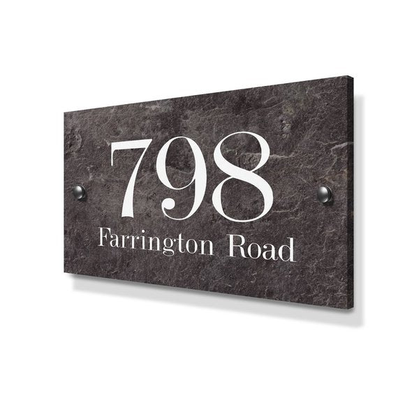 Stone Effect Large Metal House Sign