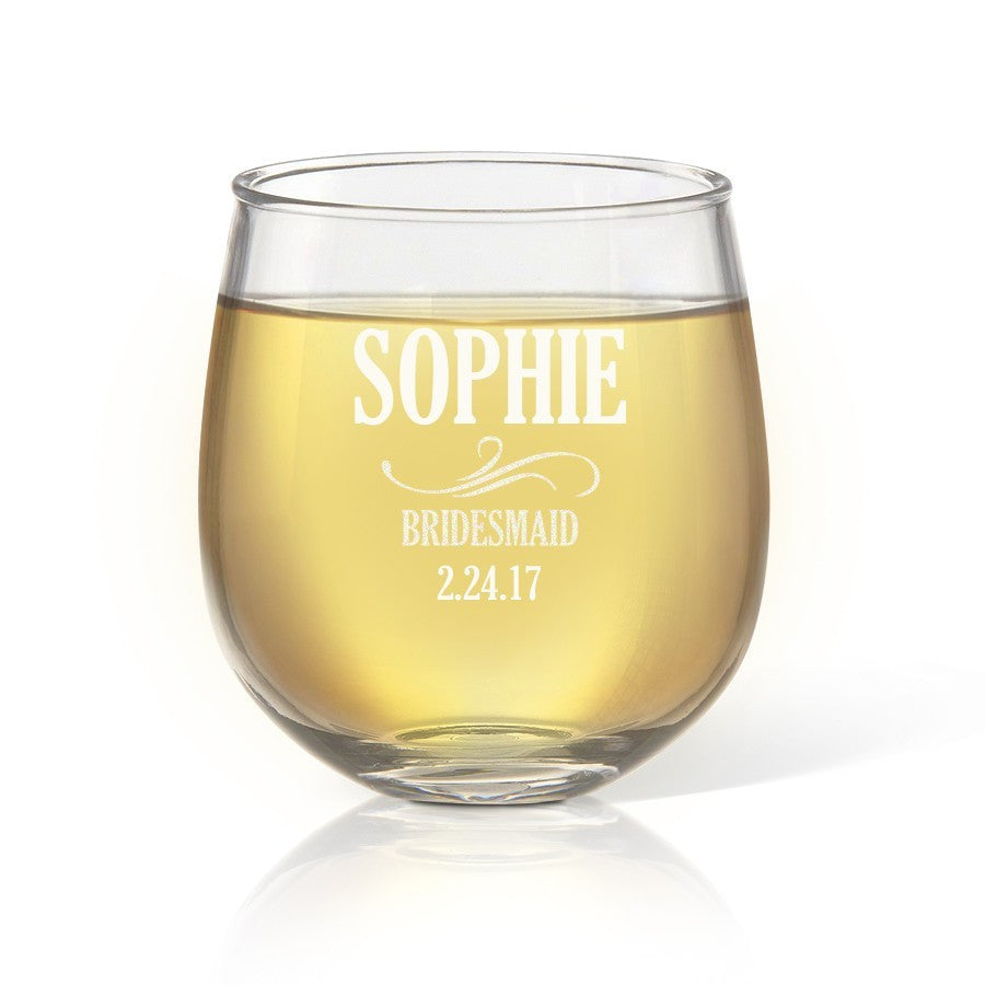 Bridesmaid Stemless Wine Glass