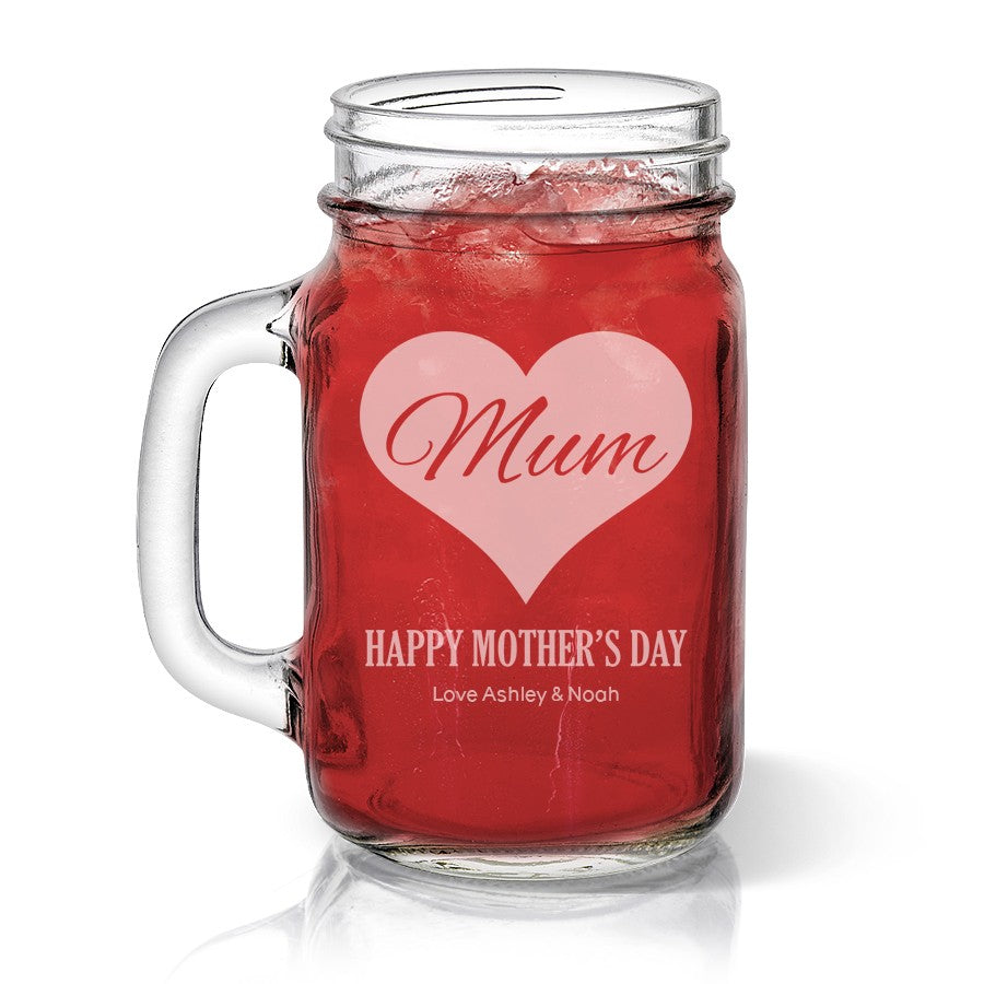 Mum in Heart Mason Jar