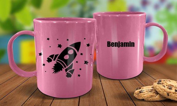 Rocket Plastic Mug - Pink