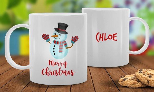 Snowman White Plastic Mug