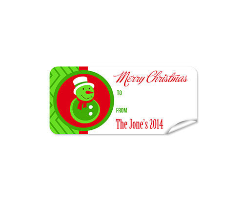 Green Snow Man 27pk Label Christmas