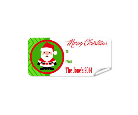 Green Santa 27pk Labels Christmas