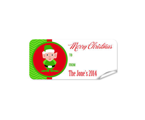 Green Elf 27pk Labels Christmas