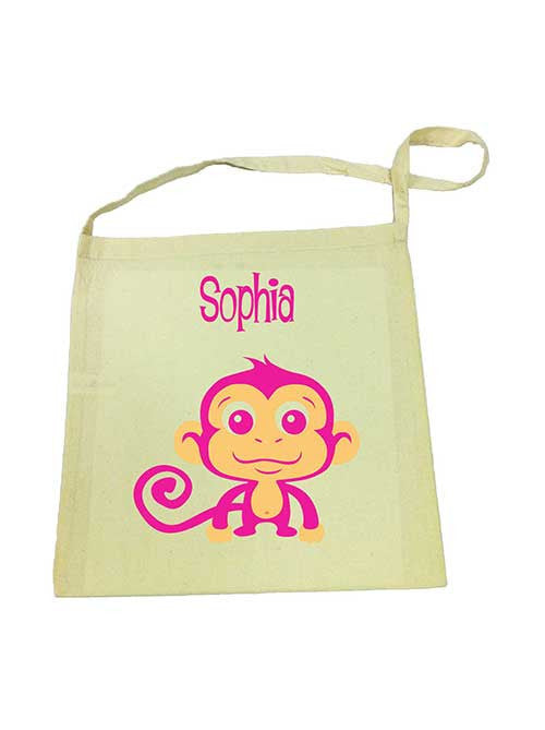 Calico Tote Bag - Pink Monkey