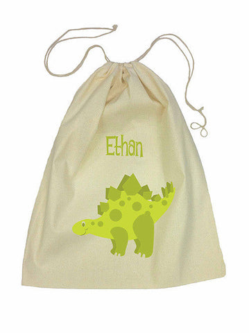 Calico Drawstring Bag - Green Dinosaur