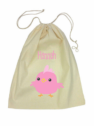 Calico Drawstring Bag - Pink Chicken