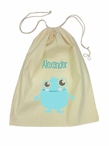 Calico Drawstring Bag - Blue Alien