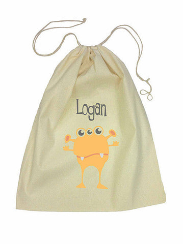 Calico Drawstring Bag - Orange Alien