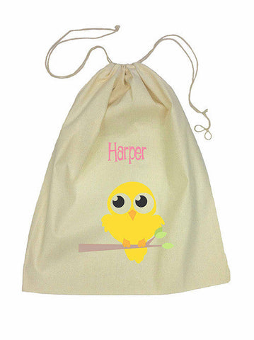 Calico Drawstring Bag - Yellow Bird