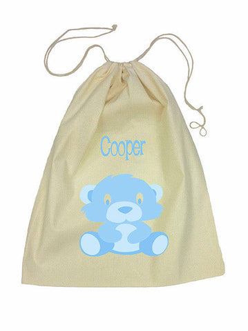 Calico Drawstring Bag - Blue Bear