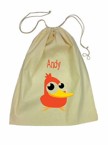 Calico Drawstring Bag - Orange Duck