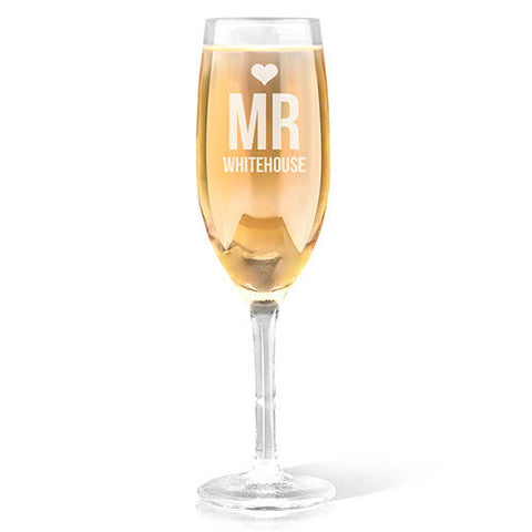 Mr Heart Design Champagne Glass