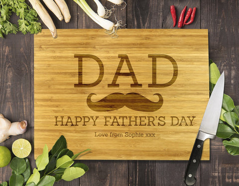 Dad Moustache Bamboo Cutting Board 12x16"