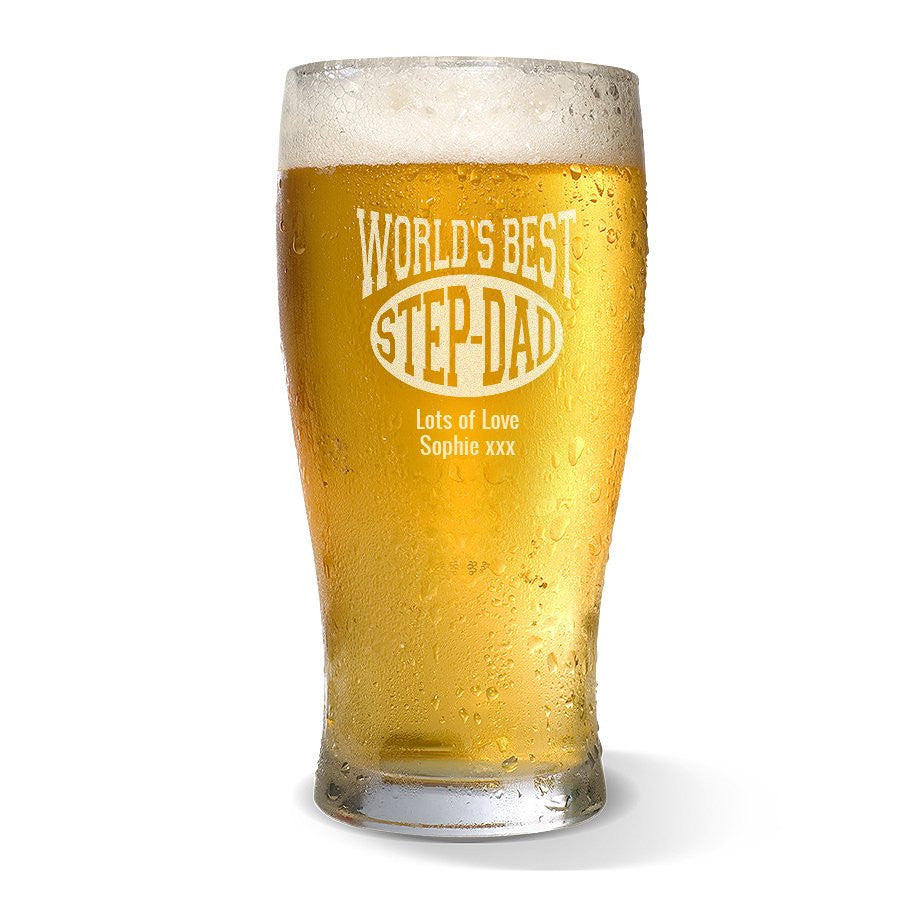 World's Best Step-Dad Standard 285ml Beer Glass