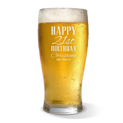 Classic Happy Birthday Standard 285ml Beer Glass