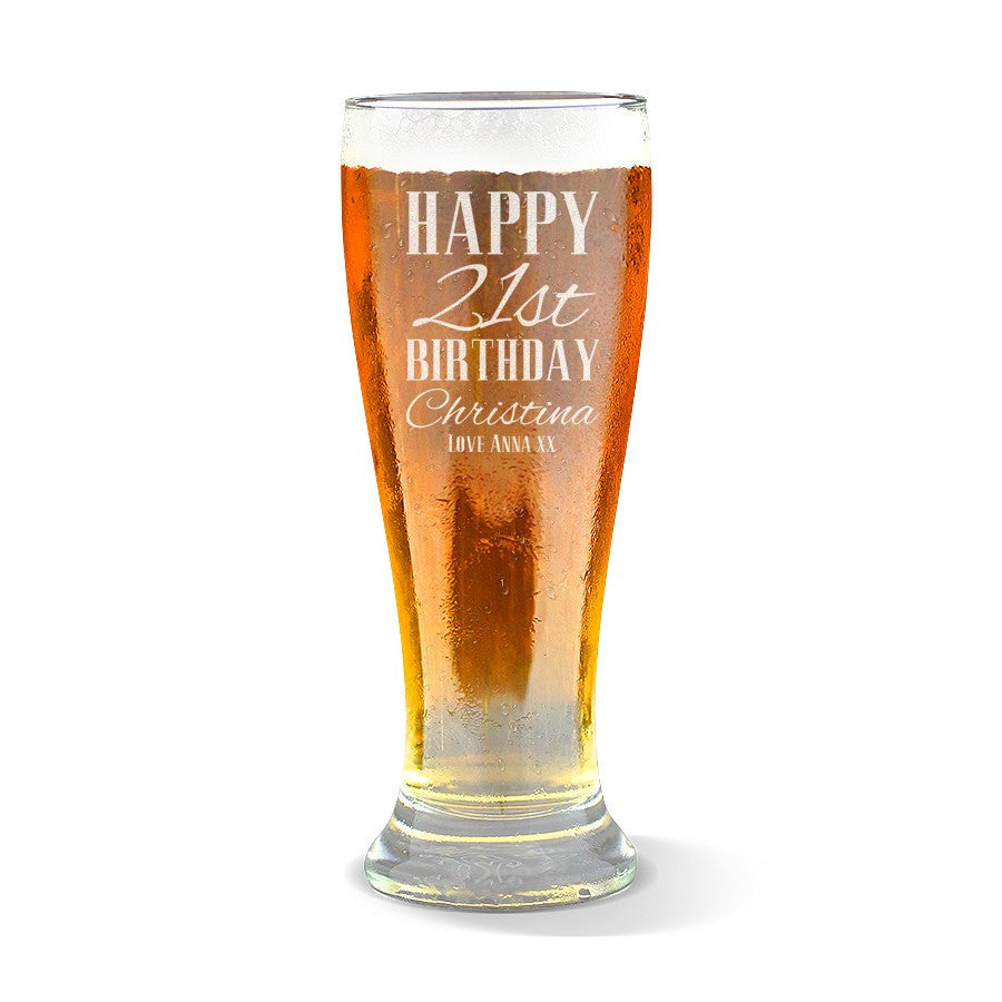 Classic Happy Birthday Premium 285ml Beer Glass
