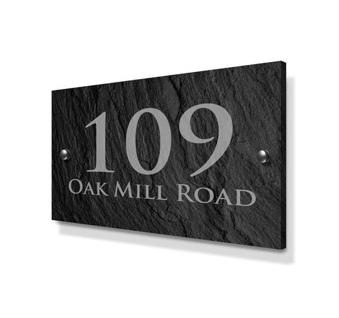 Slate Effect Large Metal House Sign