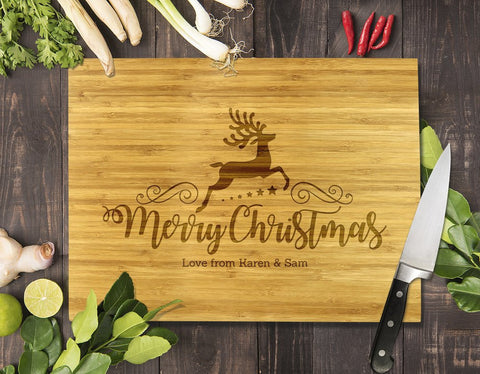 Reindeer Christmas Bamboo Cutting Board 28x20"