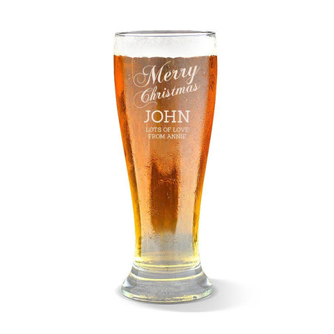 Merry Christmas Premium 425ml Beer Glass
