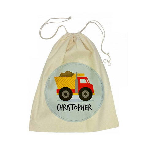 Calico Drawstring Bag - Truck