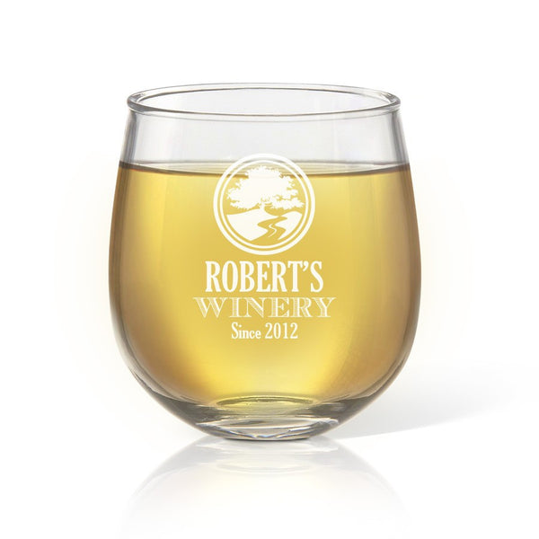 Engraved Stemless Wine Glasses