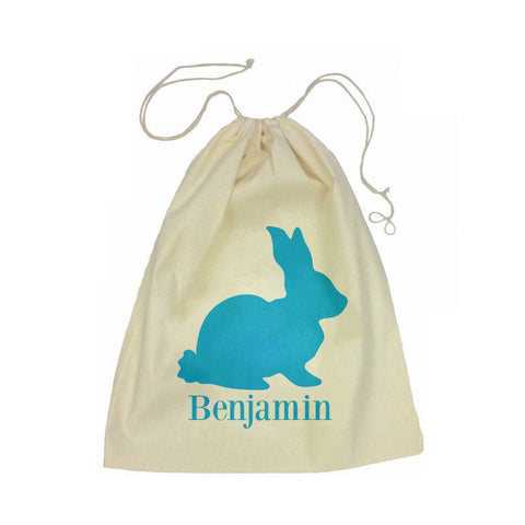 Calico Drawstring Bag - Blue Bunny