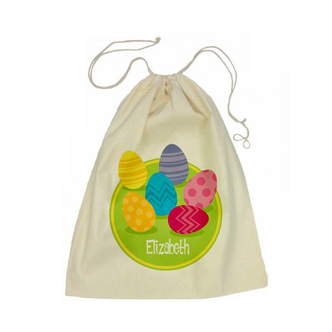 Calico Drawstring Bag - Easter Eggs