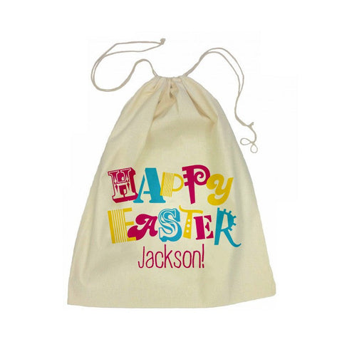 Calico Drawstring Bag - Happy Easter