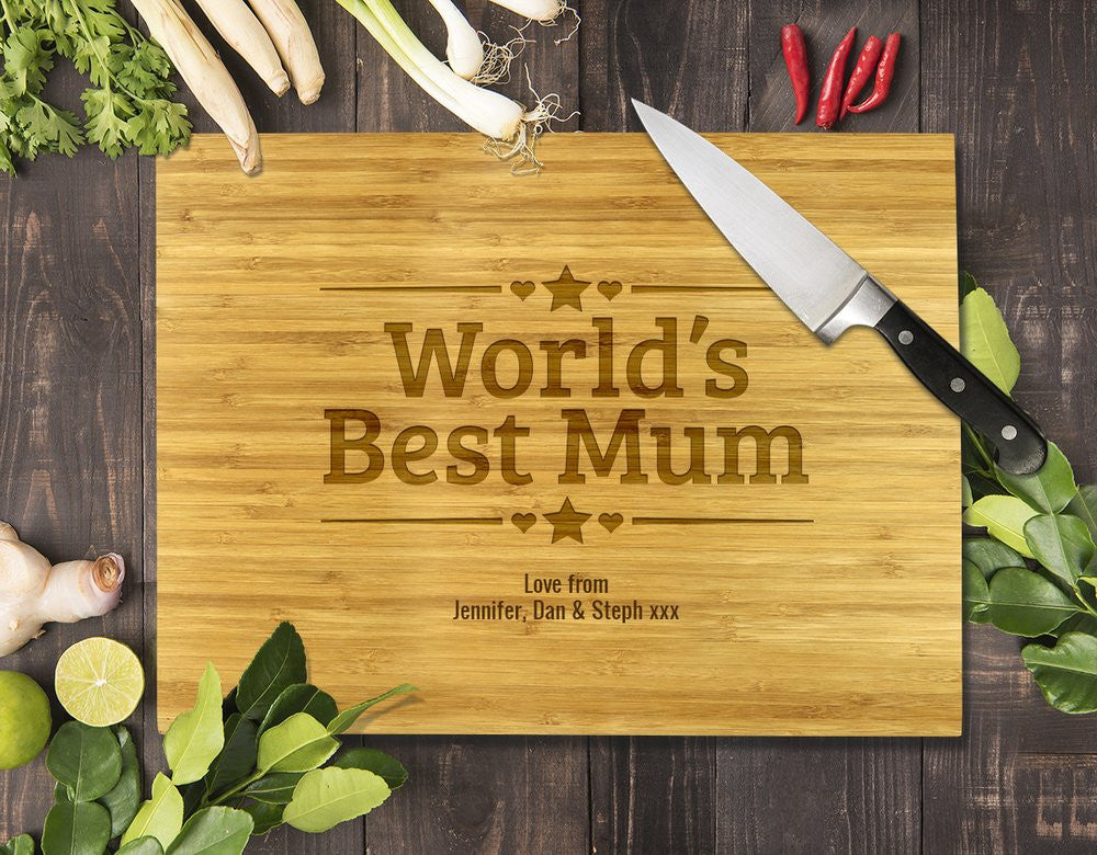 World's Best Mum Bamboo Cutting Board 12x16"