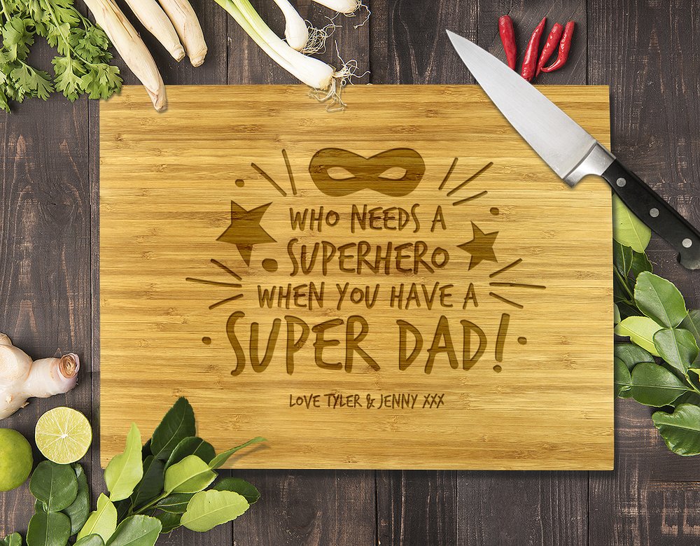 Super Dad Bamboo Cutting Board 28x20"