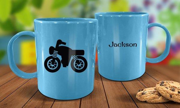 Motorbike Plastic Mug - Blue