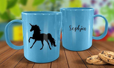 Unicorn Plastic Mug - Blue