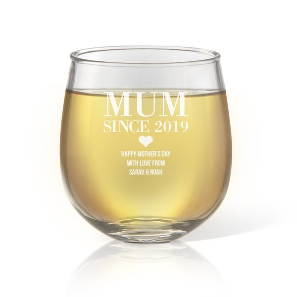 Engraved Stemless Wine Glasses