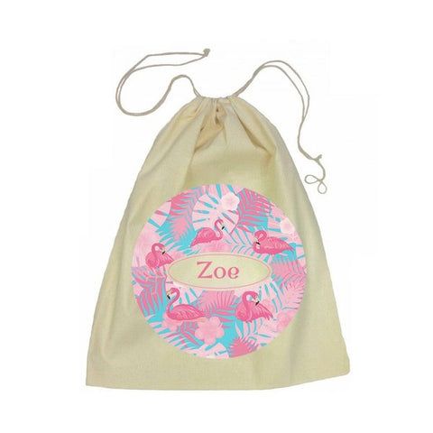 Calico Drawstring Bag - Flamingos