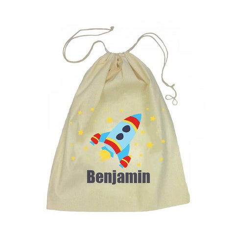 Calico Drawstring Bag - Rocket