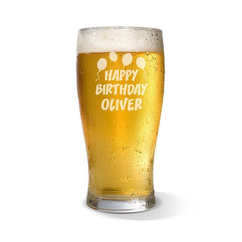 Happy Birthday Standard 285ml Beer Glass