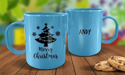 Christmas Tree Plastic Mug - Blue