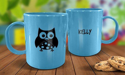 Owl Plastic Mug - Blue