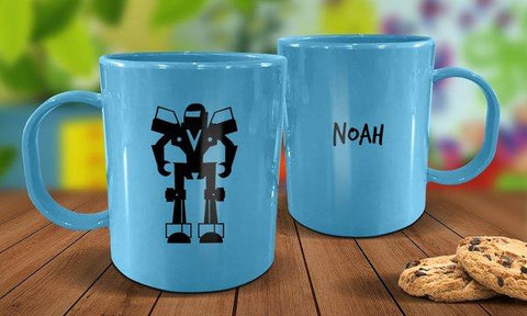 Robot Plastic Mug - Blue