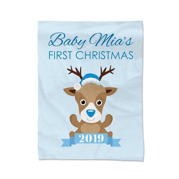 Blue First Christmas Blanket - Large