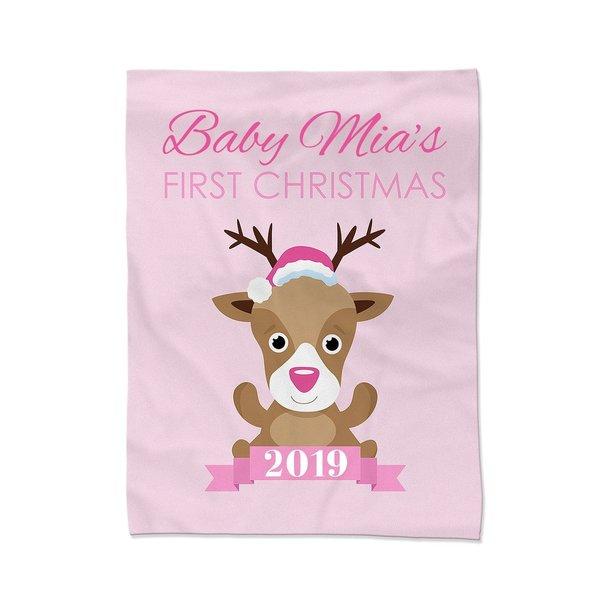Pink First Christmas Blanket - Large