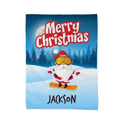 Santa Snowboarding Blanket - Medium