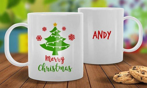 Christmas Tree White Plastic Mug