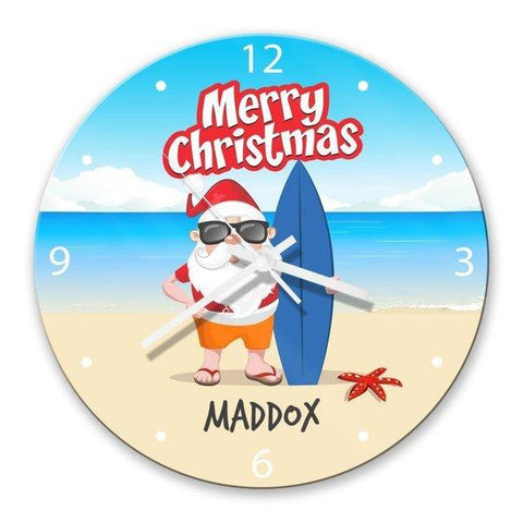 Beach Santa Glass Clock