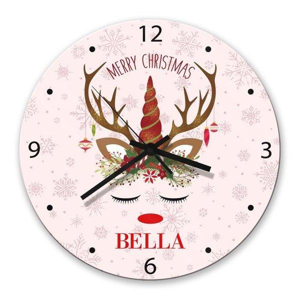 Christmas Unicorn Glass Clock