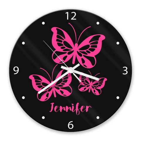 Butterflies Glass Clock