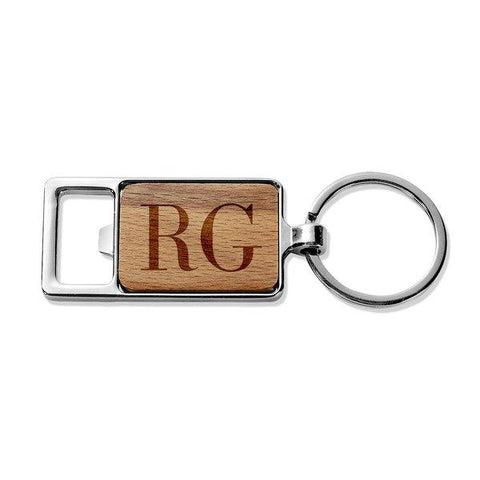 Initials Rectangle Metal Keyring